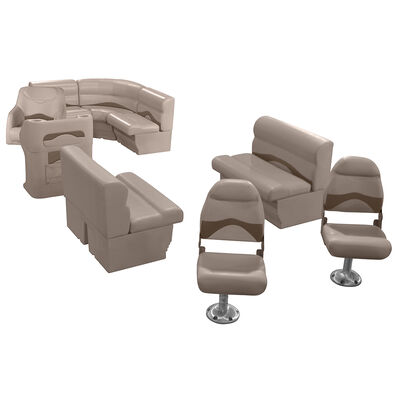 Toonmate Premium Pontoon Furniture Reversible Rear Entry Fishing Package, Mocha/Mushroom/Fawn